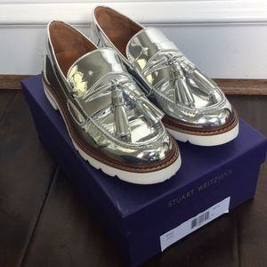 Stuart Weitzman Manila Loafer Tin Glass Sz 7